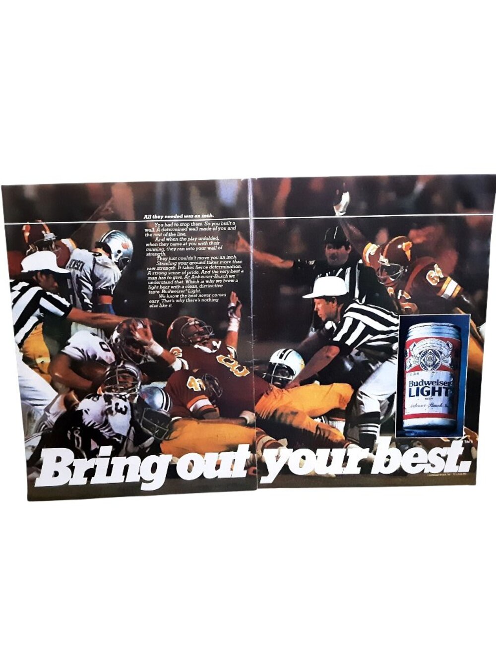 Vintage 1983 Budweiser Light Football Print Ad Sports Wall Decor Bud